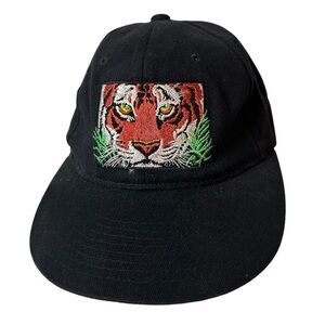 Human-I-Tees Eye On Survival Embroidered Tiger Jungle Black Snapback Cotton Hat